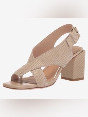 NWT Donald J Pliner Edwin Metallic Snake Print Heeled Sandal - Size 5.5